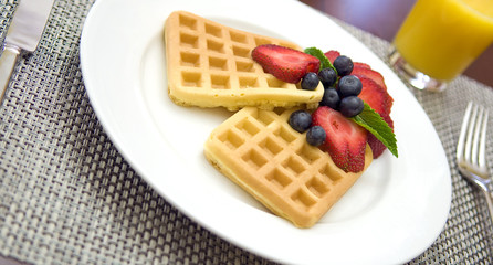 Waffles with fresh fruit