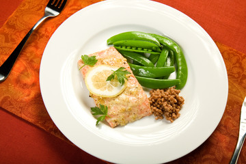 Salmon with Peas and Israeli Couscous