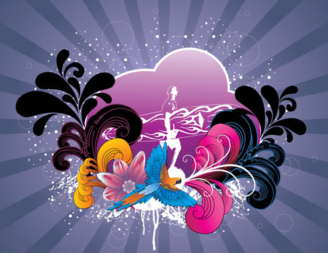 composicion floral en vector