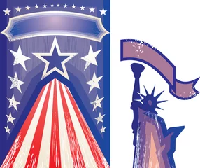 Cercles muraux Doodle Carte américaine grunge et Statue de la Liberté