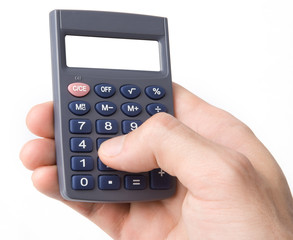 Hands Holding a Calculator