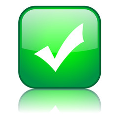 Square button with Tick (green)