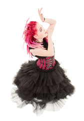 dancing pink hair girl