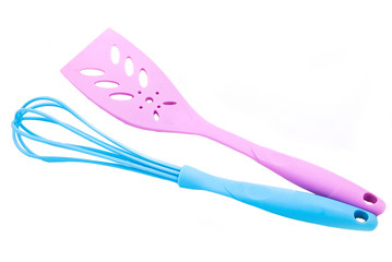 Spatula and egg whisk