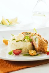 Fried fish and mashed potato