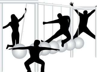Illustration of people and pendulum