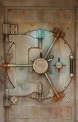 Fototapeta Old safe or vault door with rust stains obraz