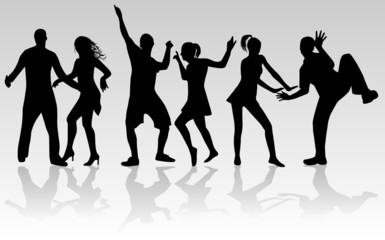 Fototapeta premium Dancing people silhouettes