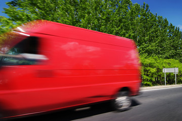 Transportation with red van