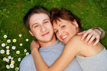 Young couple in love outdoors