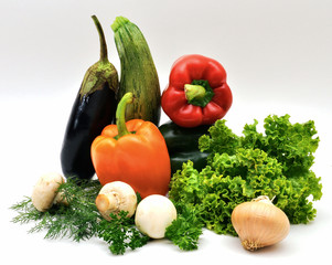 Herbs and vegetables — still life, face view