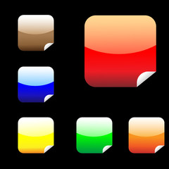 Six shiny square stickers