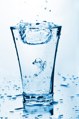 water splashing into glass