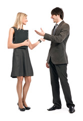 Businesspeople in work, white background