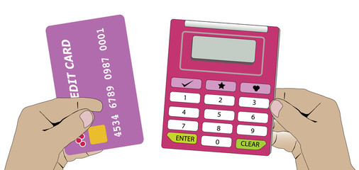 Bank card and pin reader system illustration