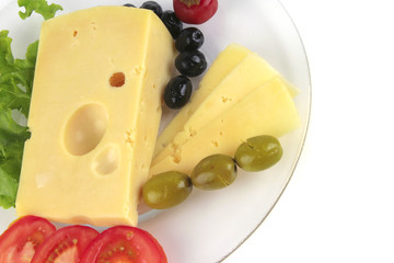 cheese and vegetables on dish