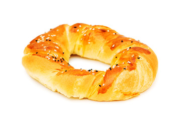 Doughnut with poppy-seeds isolated on the white