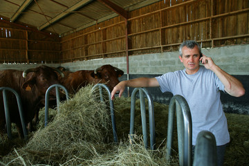 Agriculteur au téléphone