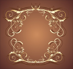 Vintage floral gold frame. Gold collection.