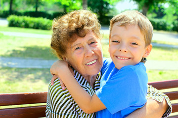Fototapeta na wymiar Grandmother with grandson