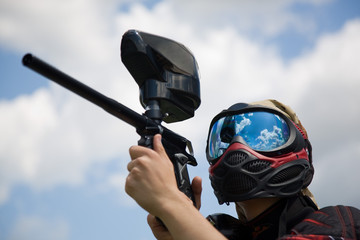 Closeup paintball player
