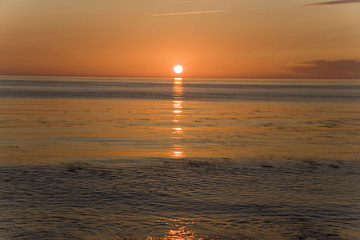 france; normandie; etretat : coucher de soleil