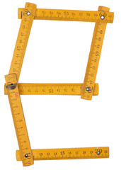 old yellow ruler forming font symbol e