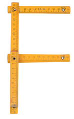 old yellow ruler forming font symbol F