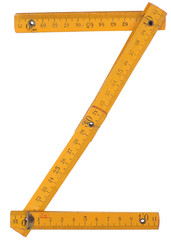 old yellow ruler forming font symbol Z
