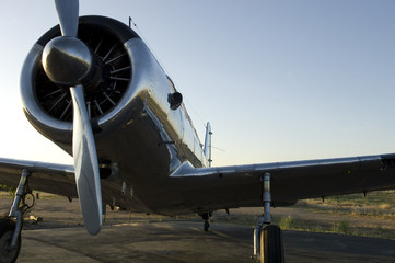 Silver Airplane at Sunrise