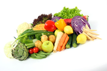 bunte gemüse und obst auswahl