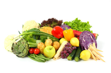 bunte gemüse und obst auswahl