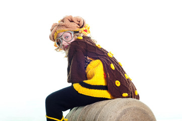 The girl in a knitted suit