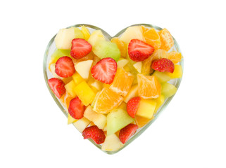 Bowl in the shape of hearts, filled with fruit
