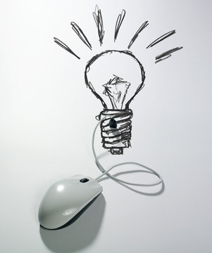 souris connect&eacute;e usb ampoule id&eacute;e lumineuse
