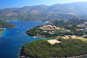 Foto op Canvas Aerial view on the village of Parga © Netfalls