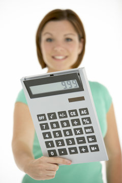 Woman Holding Calculator