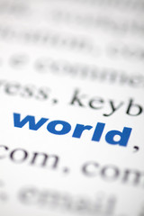 Obraz premium mot world monde lettres bleu texte flou