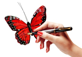 Hand drawing a butterfly