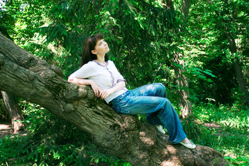 young beautiful woman on the nature