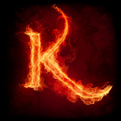 Fototapeta na wymiar Fire letter K