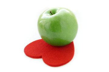 apple heart felt on a white background