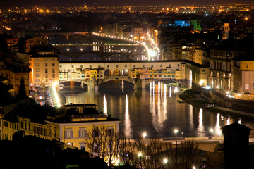 Panoramic view of Florence and ponte vecchio.