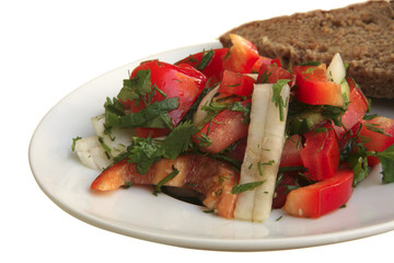 tomato salad and rye bread