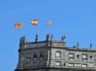Obraz premium Spanish, Catalan and Barcelona flags