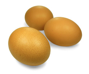 3 Eggs Rolled pou on White Background