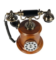 Old phone from a tree and metal . (isolated)