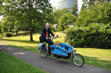 Busy businessman hurrying to work