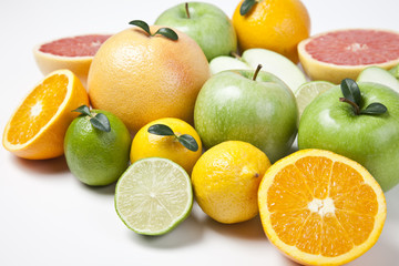 Fruits on a white  background