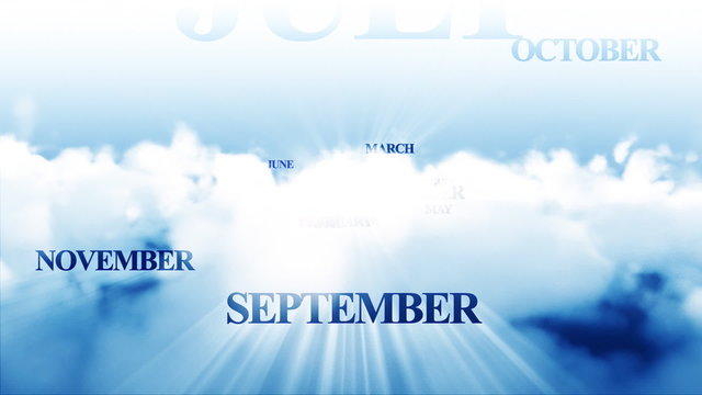 calender animation with moving clouds